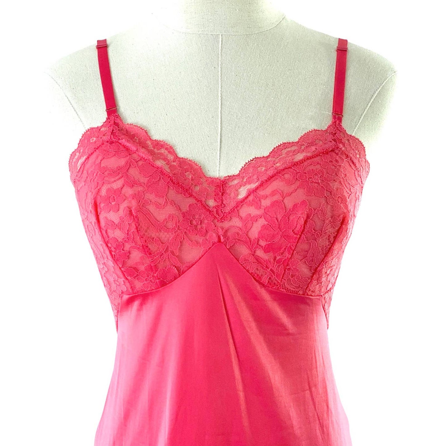 60s Vintage Pink Nylon Slip Dress Size XS