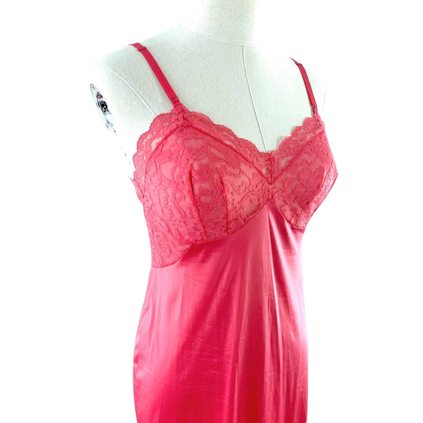 60s Vintage Pink Nylon Slip Dress Size XS